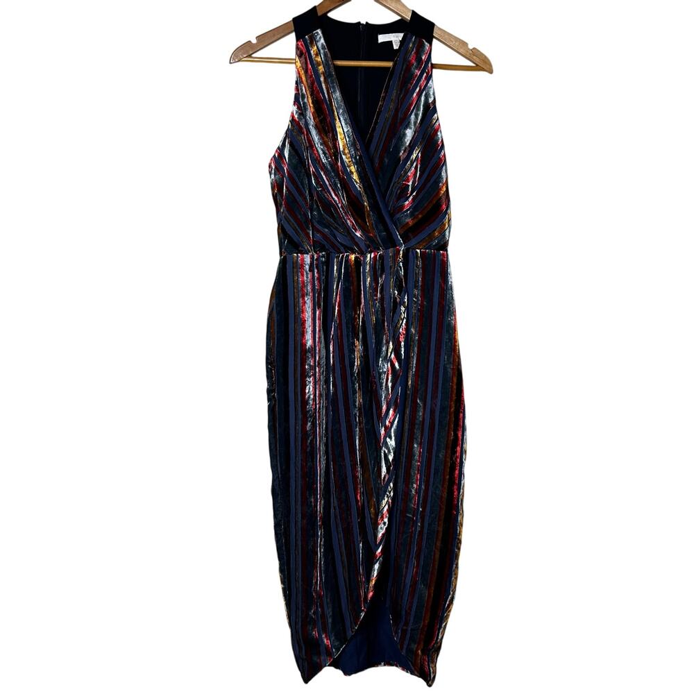 Harlyn Dress Size XS Velvet Sleeveless Faux Wrap Open Back Dark Jewel Tones